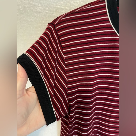 Tuesday Bassen Red & Black Striped Ringer tee size Small - Picture 4 of 6